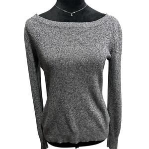 Express Gray Long Sleeve Boat Neck Sweater,  Size M